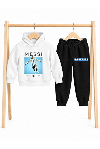 STİL-X Lionel Messi Printed 3 Threaded Yarn Hooded Children's Tracksuit Set