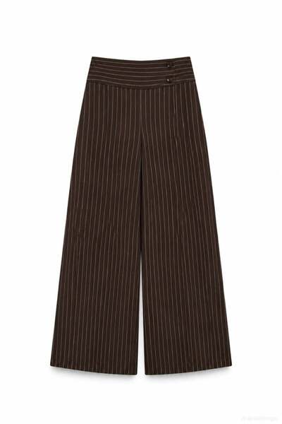 Moda Asrın Çizgi Detaylı Pantolon Kahve