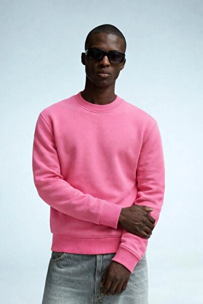 COMBİNE MİCHAİL Erkek Kışlık Pembe Oversize Sweatshirt