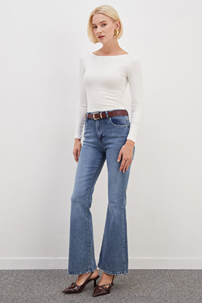 Fulla Moda Yüksek Bel Flare Jean