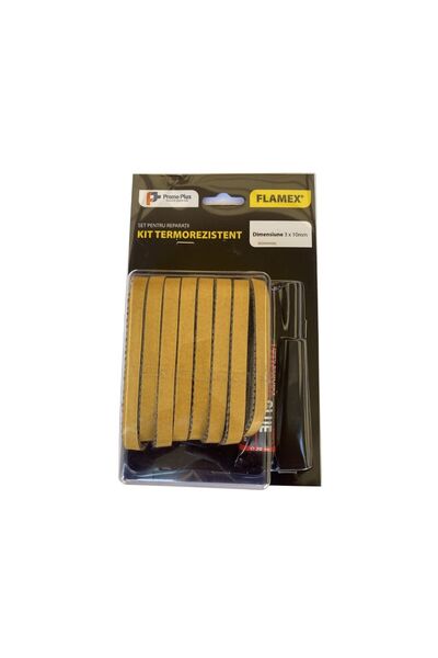 Flamex Kit etanșare termorezistent Flamex: șnur plat 3x10 mm + tub adeziv