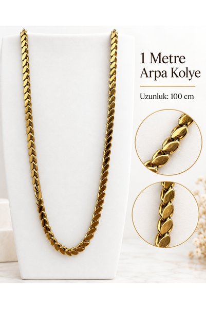 Genel Markalar 1 Metre Arpa Zincir Kuyum Model 316L Paslanmaz Çelik Altın Ren...