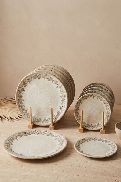 RUBİ PORSELEN Oliva 12 Piece Porcelain Serving and Cake Plate Set for 6 Peopl...