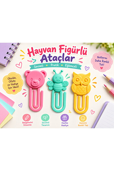 Hayvan figürlü ataç 3 adet