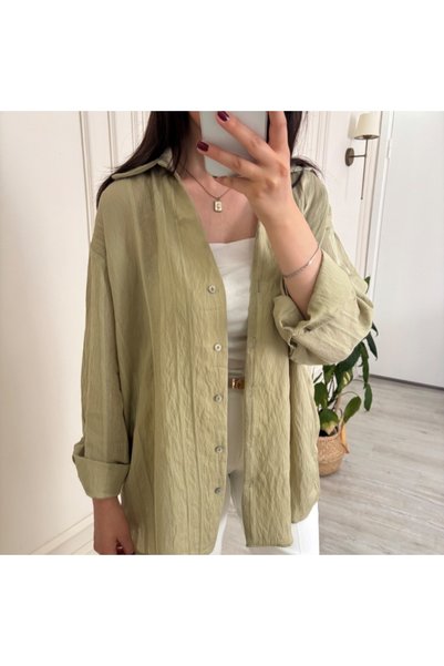 Dilara Duran Butik Dokulu Gömlek Olive