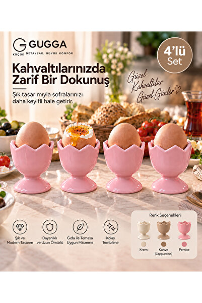 GUGGA 4’lü Yumurtalık Seti Şık Tasarım Yumurta Sunumluk Kahvaltılık Yumurta S...