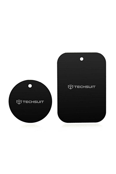 Techsuit Suport auto (pachet de 2) Placă metalică (MP03), cu vopsea mată, neg...