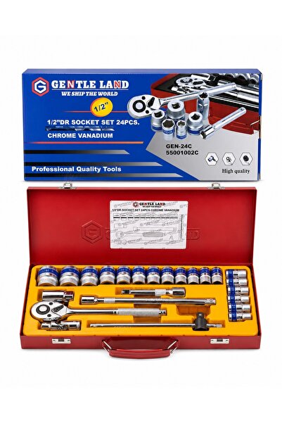 Generic Brand Silver Color Socket and Ratchet Wrench Set 24Pcs 1/2" Drive wit...