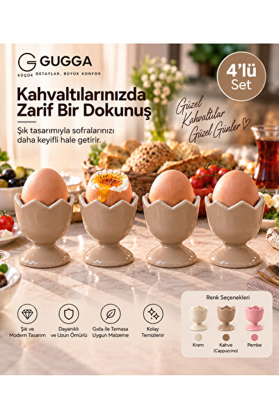 GUGGA 4’lü Yumurtalık Seti Şık Tasarım Yumurta Sunumluk Kahvaltılık Yumurta S...