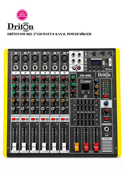 DRİTON DM-602 6 Kanal 2x450W Power Mikser Bluetooth USB DSP Efektli Profesyon...