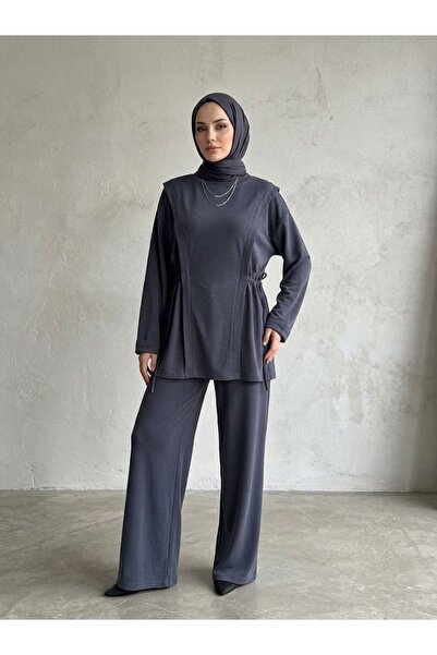 Foremia Tunnel Detail Sleeve Folded Trousers Suit-Anthracite