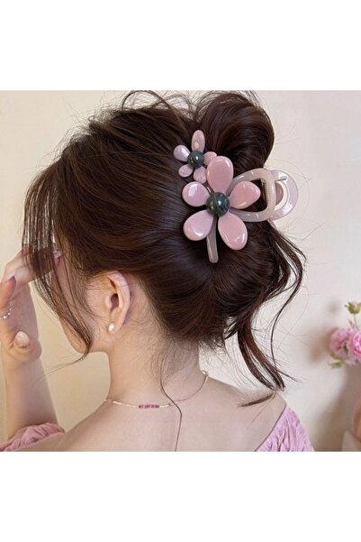So Much Accesories Large Hair Clip with Flower Detail - Pink