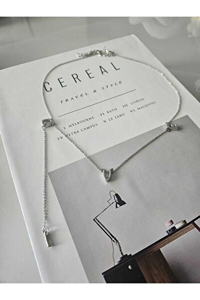 Alyas Aksesuar Silver Color Love Written Necklace