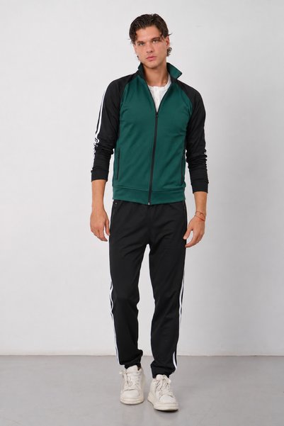 Dechers Men's Dark Green Diver Fabric Cotton Inside Stand Collar Zipper Detai...