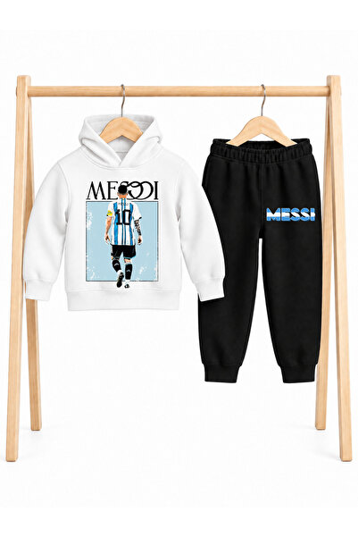 STİL-X Lionel Messi Printed 3 Threaded Yarn Hooded Children's Tracksuit Set