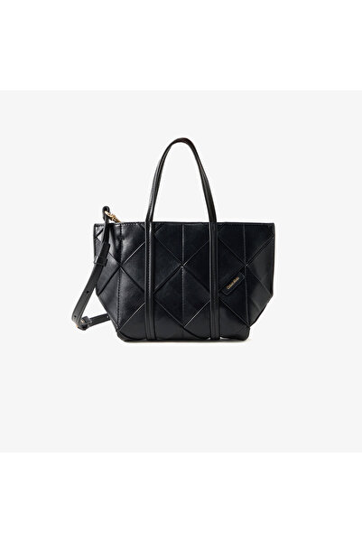 Calvin Klein Woven Mini Tote Crossbody Kadın Siyah Tote El Çantası