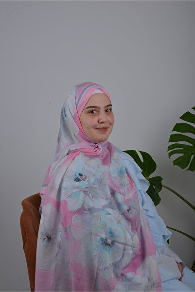 Vera Pembe Mavi Desenli Şal