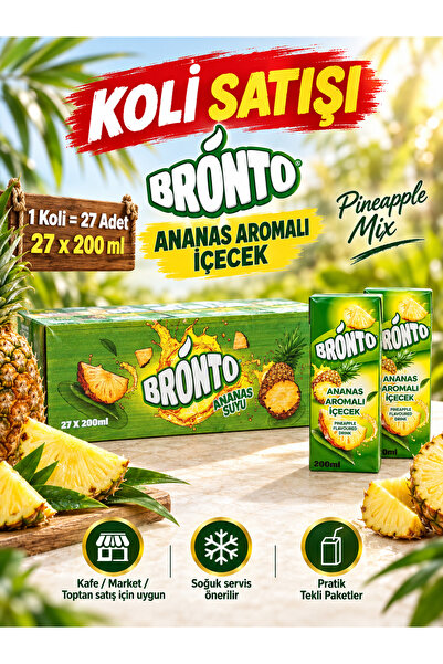 bronto Ananas Aromalı İçecek 200 ml x 27 Adet – Koli