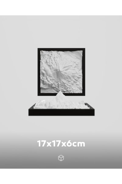 Ağrı Dağı, 3D Dağ Modeli, Modern, Minimalist, Ev ve Ofis Masa Dekorasyonu, Hediyelik, Sanat Eseri, 17x17cm