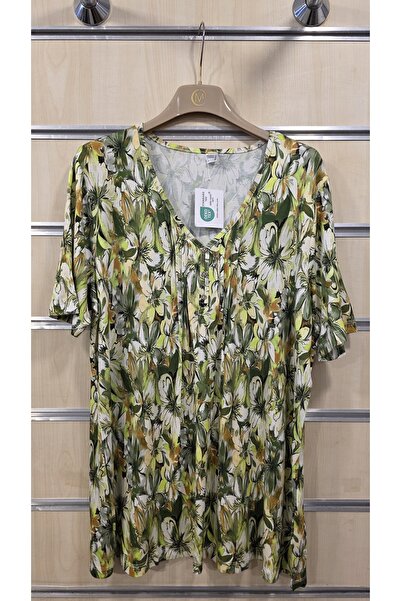 trendbysena Women's Combed Cotton Blouse V-Neck Floral Pattern