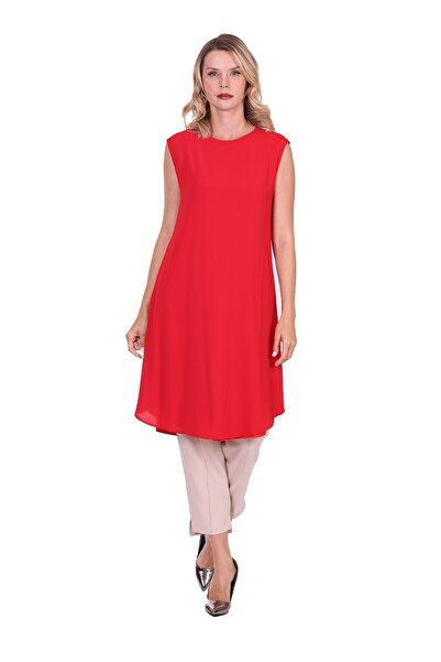 Invee Combed sleeveless tunic red