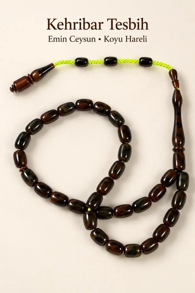 İlkbenaldim Emin Ceysun Skillfully Crafted Amber Prayer Beads – Dark Maroon