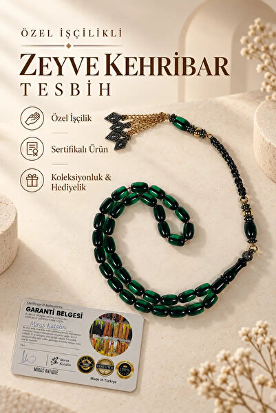 İlkbenaldim Specially Crafted Zeyve Amber Prayer Beads – Certified with Metal...
