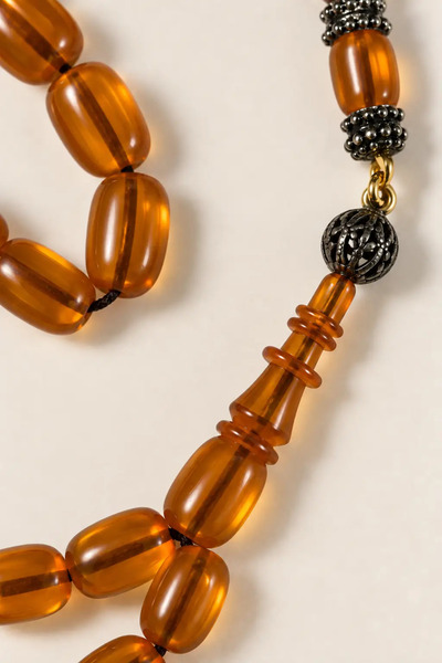 İlkbenaldim Ankle Length Crimped Amber Prayer Beads – Specially Crafted Transparent Honey Color