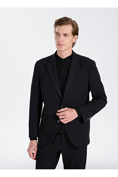 ALTINYILDIZ CLASSICS Siyah Erkek Mono Yaka Regular Fit Armürlü Ceket ACE00427...