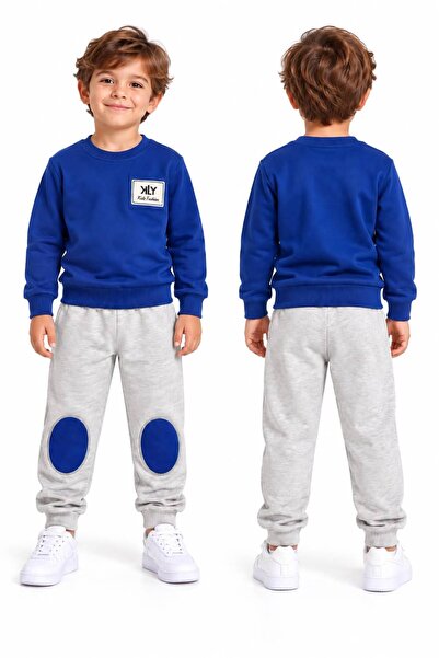 BY WORRN Erkek Cocuk Bisiklet Yaka Dizleri Yamalı Sweat Cepli 1-5 Yaş Basic E...