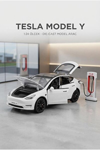 Tıfıl Toys Tesla Model Y Model Şarj İstasyonlu Araç 1:24 Ölçek 6 Kapı Açılır ...