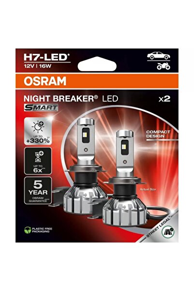 ams-OSRAM SET 2 BECURI NIGHT BREAKER LED SMART H7 +330% BLISTER OMOLOGARE RAR