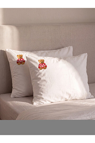LC Waikiki Rmz Gi̇yi̇m Farkiyla Teddy Bear Embroidered Pillowcase Set of 2 50...