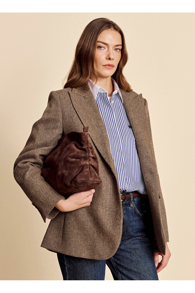 BROOKS BROTHERS Kahverengi Kadın Regular Fit Balıksırtı Ceket BBFW26FBL008