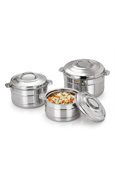 Al-Saif Kitchen طقم حافظات طعام استيل فضي - حجم (2.5/1.5/1.0 لتر) 19-24052