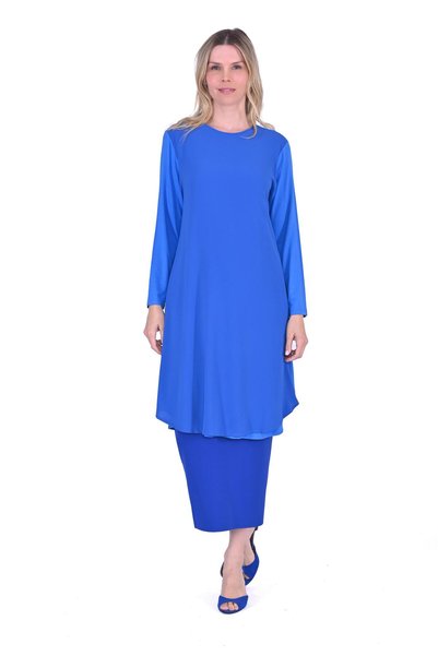 Invee Combed Cotton Sleeve Tunic Blue