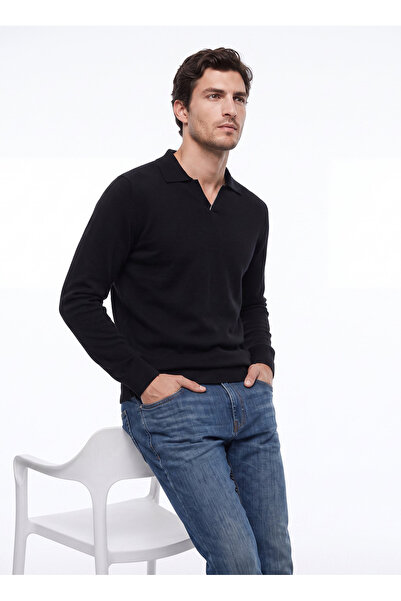 Fabrika Siyah Erkek Slim Fit Triko Kazak F6WM-KZK 2023