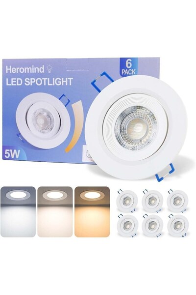 Om Σετ 6 Χωνευτών Σποτ LED 5W – 3 Χρώματα, 69-79mm