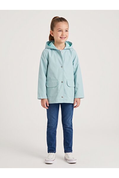 Deniva Kids Kız Çocuk Bebe Mavisi Polka Noktalı Kapüşonlu Yağmurluk Rüzgarlık...