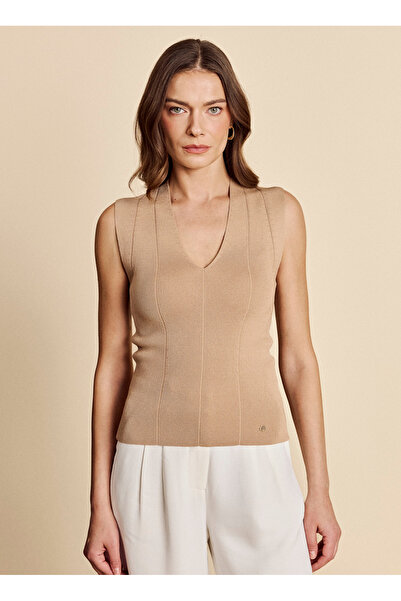 BROOKS BROTHERS Açık Kahve Kadın Fitilli Desen Bluz BBFW26FKB001
