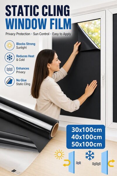 Generic 1 Piece Pet Blackout Window Film Light Blocking Privacy Window Tint H...