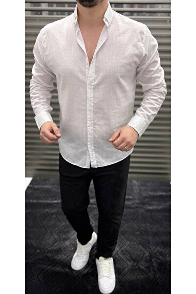 Thebomb Men's Summer Cotton Linen Shirt