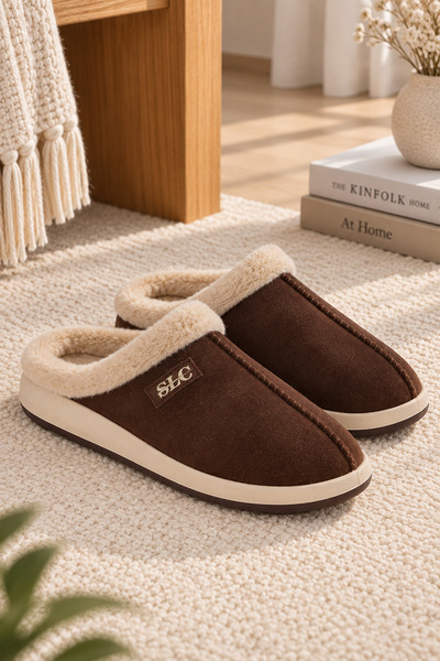 Wordex Slc K-1300 Soft Wool Winter Warm Women's House Slippers with Fur Inside