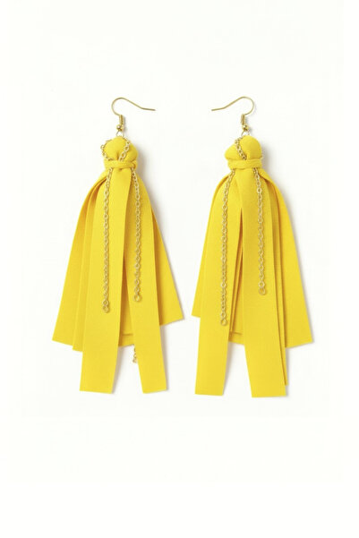 maia Gold Color Chain Earrings – Yellow Color Tassel Design
