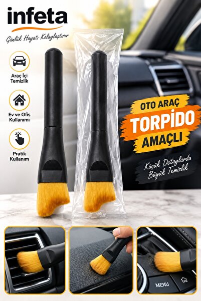İnfeta Black Handheld Car Interior Dashboard Detail Cleaning Brush Multi-Purpose