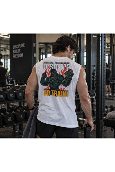 URBANTRENDSTORE Printed Unisex Men's Cotton Training Athlete Tank Top Oversiz...