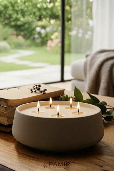 pamircandles Dekoratif Büyük Boy Vegan American Vanilya Kokulu Kase Mum & Kan...