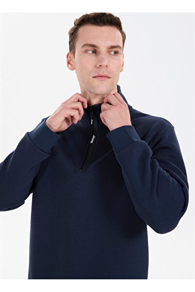 JEEP Lacivert Erkek Dik Yaka Relaxed Sweatshirt C4WM-SWT4256