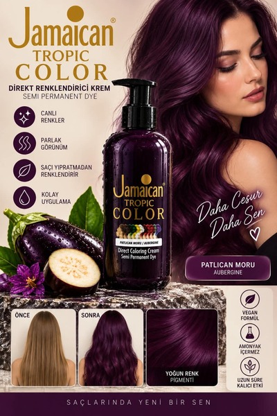 Genel Markalar Jamaican Tropic Color 554 Patlıcan Moru (Aubergine) Direkt Ren...