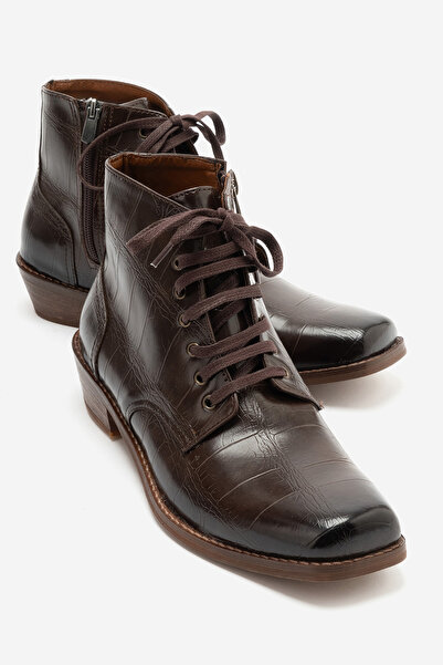 by selvi Lukka Shoes Molin Erkek Acı Kahve Kroko Kovboy Dallas Western Bağcık...